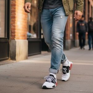 Adidas NMD_R1 Boost Print White Black Red Sz 9